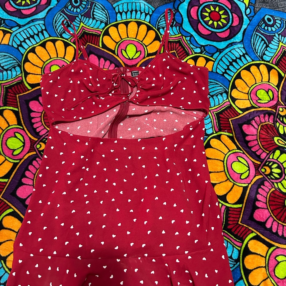 Kids Red Heart-Patterned One Piece